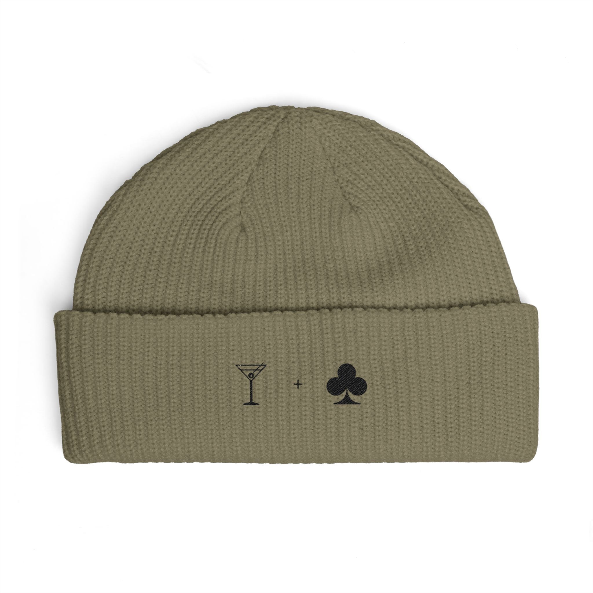 Embroidered Cuff Beanie — Cocktail + Club Hat (Black)
