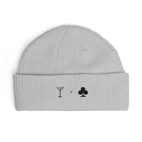 Embroidered Cuff Beanie — Cocktail + Club Hat (Black)