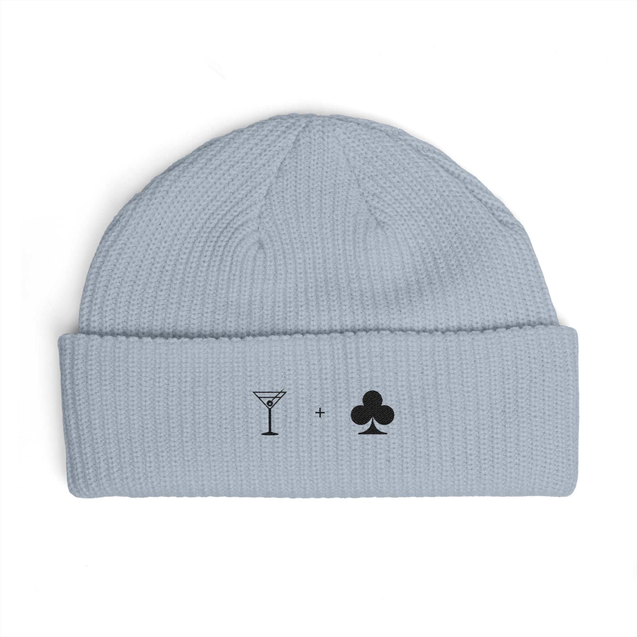 Embroidered Cuff Beanie — Cocktail + Club Hat (Black)
