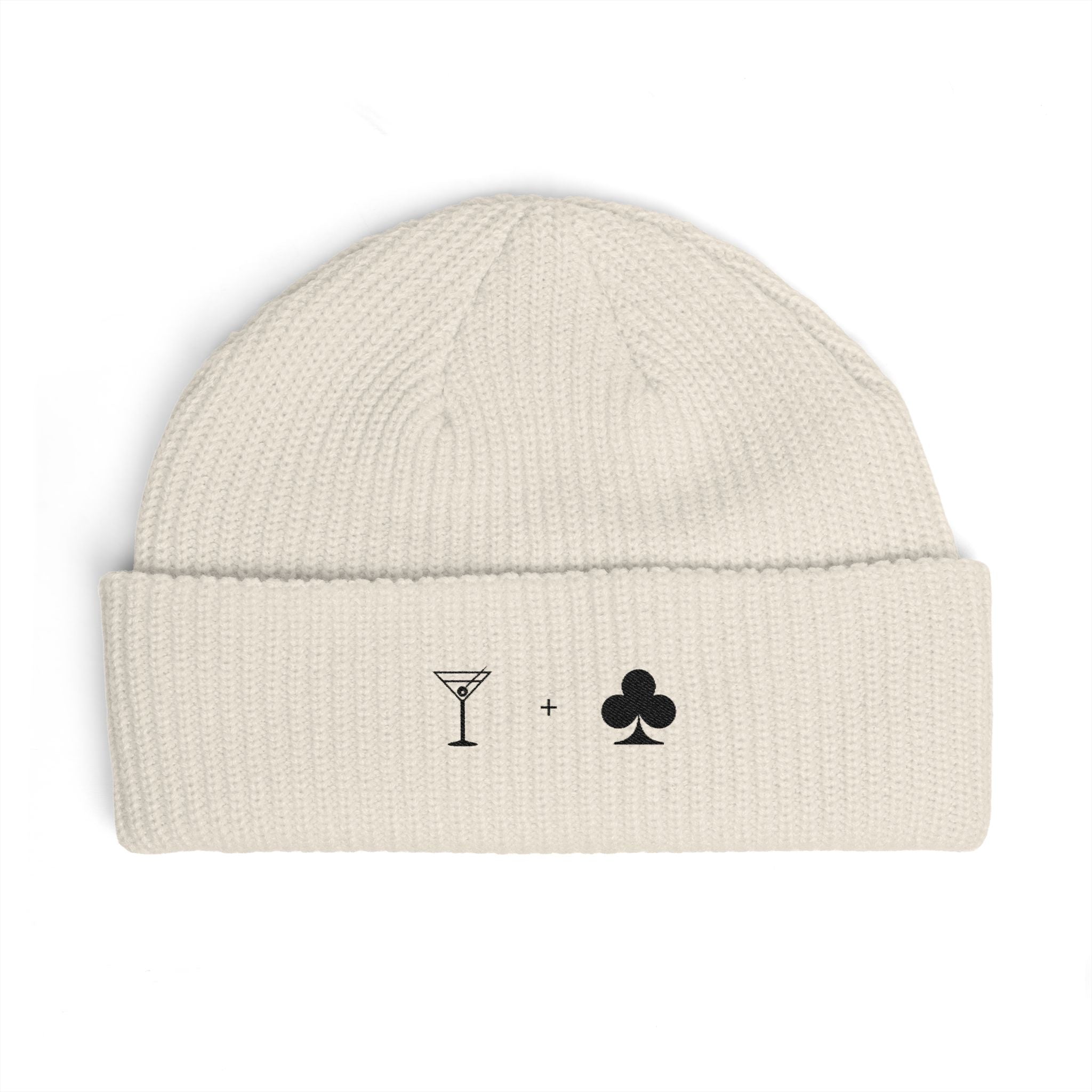 Embroidered Cuff Beanie — Cocktail + Club Hat (Black)