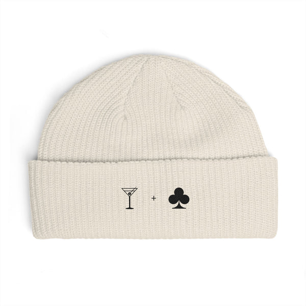 Embroidered Cuff Beanie — Cocktail + Club Hat (Black)